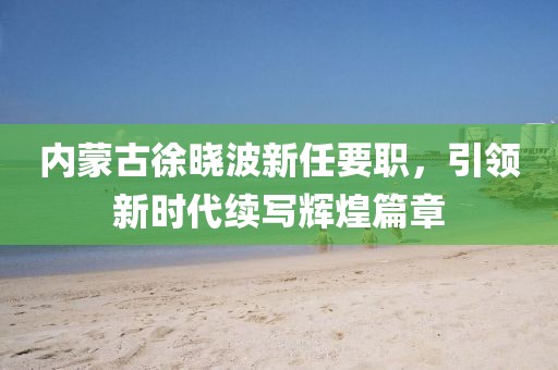 內(nèi)蒙古徐曉波新任要職，引領(lǐng)新時(shí)代續(xù)寫輝煌篇章