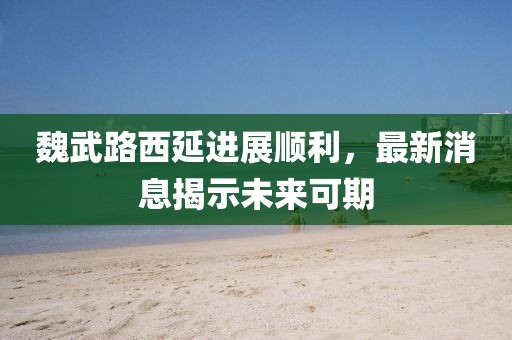 魏武路西延進展順利，最新消息揭示未來可期