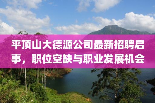 平頂山大德源公司最新招聘啟事，職位空缺與職業(yè)發(fā)展機會