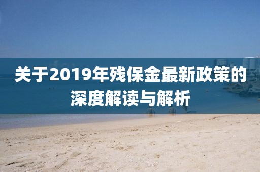 關(guān)于2019年殘保金最新政策的深度解讀與解析